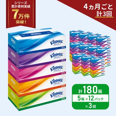 ふるさと納税 岩沼市 定期便 ティッシュ クリネックス ティシュー(5箱入×12P)《計3回》[No.5704-1043]