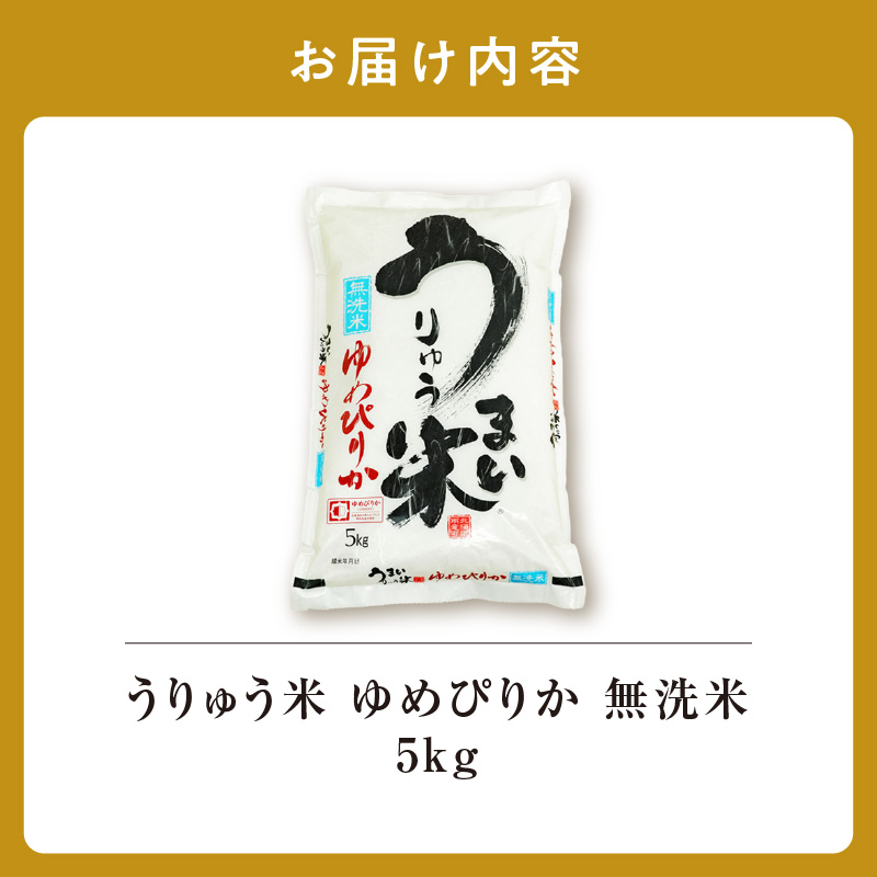 【8月配送】うりゅう米 ゆめぴりか 無洗米 5kg（5kg×1袋） 【8月配送】 無洗米5kg
