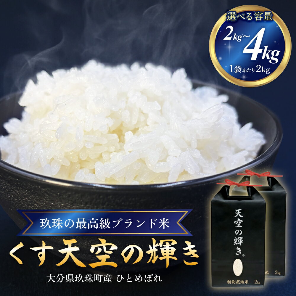【ふるさと納税】令和7年産 くす天空の輝き（ひとめぼれ） 2kg または 4kg 新米 白米 精米 令和7年産 大分県 特別栽培米 特Aランク 米 お米 コメ こめ つや もちもち 献上米 ひとめぼれ お取り寄せ 安全 食味ランキング 国産 ご飯 ごはん 衛星管理 宇宙米