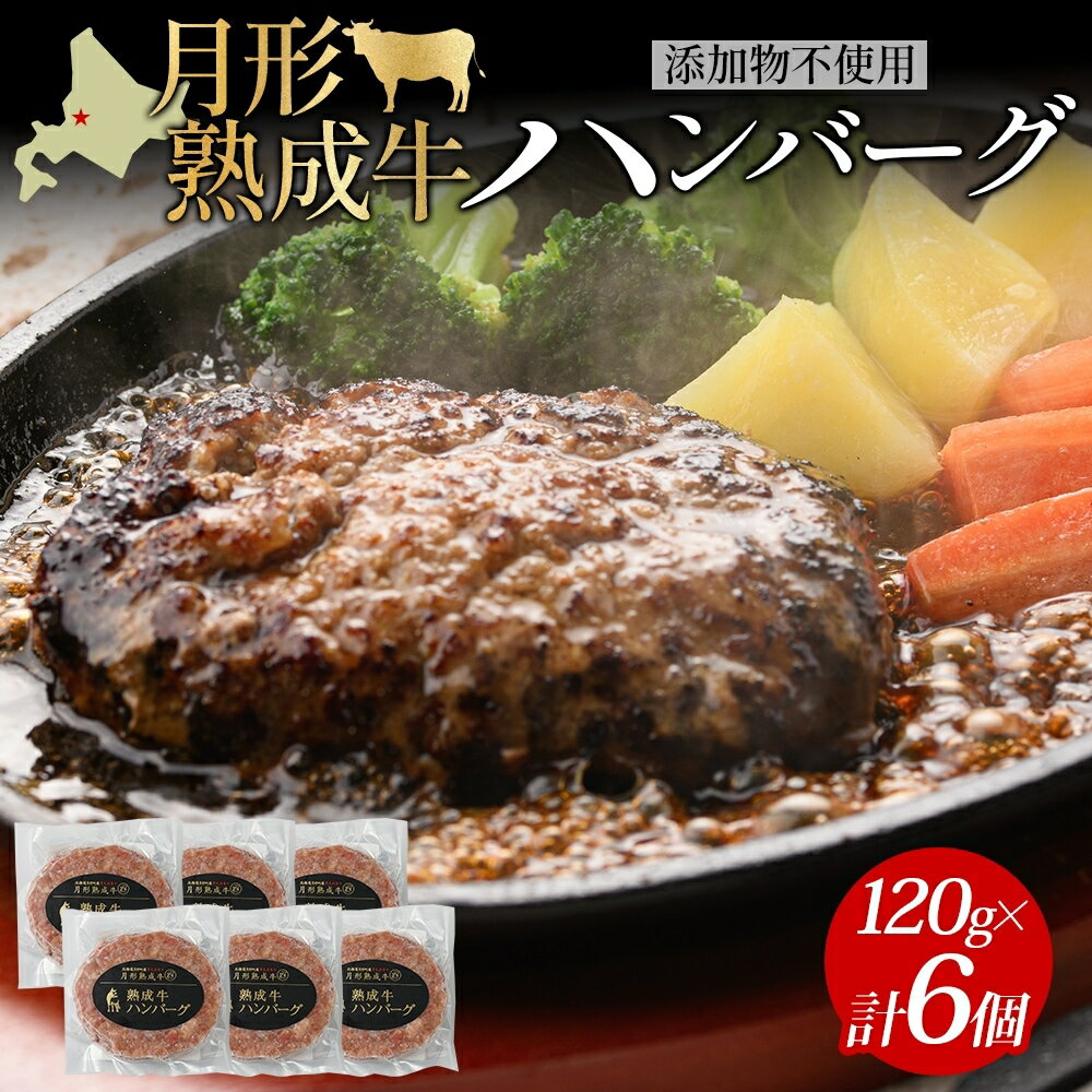 【ふるさと納税】月形熟成牛 ハンバーグ 120 g 6 個 計 720 g 北海道フード株式会社 添加物不使用 熟成肉 冷凍 ギフト 詰め合わせ 和牛 赤身 牛肉 お弁当 ランチ 昼食 夕食 おかず 惣菜 バーベキュー 焼肉 キャンプ アウトドア 送料無料 北海道 【 月形町 】