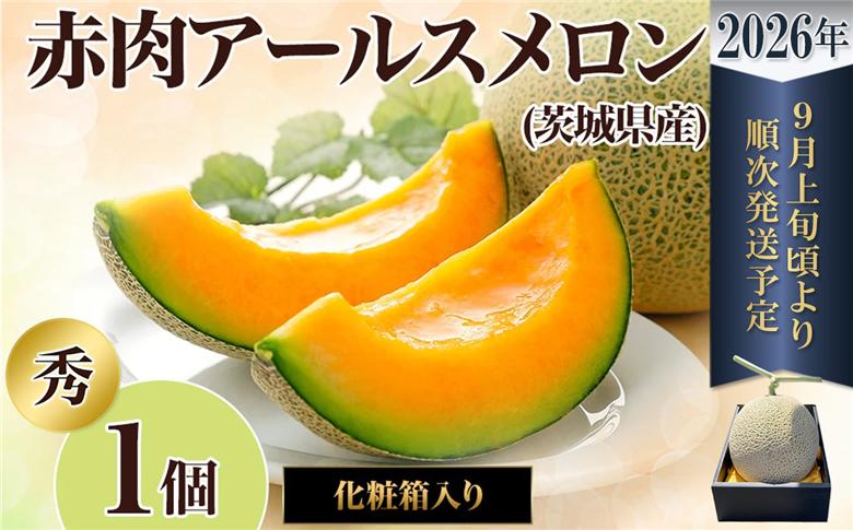 【 先行予約 】 茨城県産 アールスメロン 「 赤 」 【 秀品 】 1個 【 2026年9月上旬 ～ 10月上旬ごろ発送予定 】【 国産メロン 茨城県産メロン メロンの王様 高級メロン めろん  果物 くだもの フルーツ 季節限定 人気 贈り物 お取り寄せ プレゼント 厳選 デザート マスクメロン ムスク マスク 】