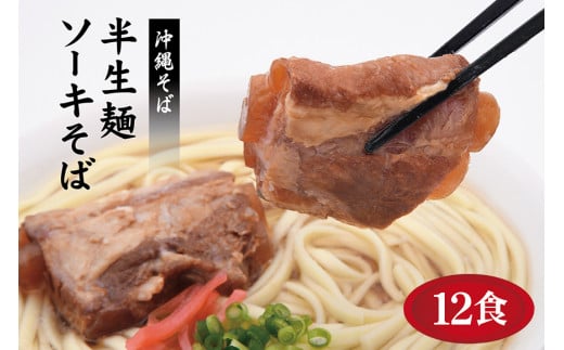 ソーキそば 老舗 サン食品 沖縄そば 半生麺 12食 軟骨 豚肉 麺 だし ご当地グルメ かつお スープ グルメ 常温 長期保存 90日 ソウルフード 贈り物 ギフト 沖縄 年越し 保存食 つゆ付き 