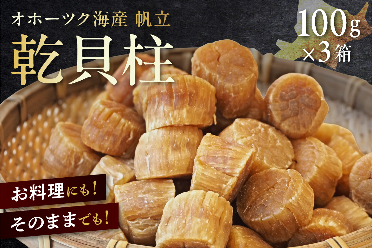 北海道産 乾貝柱 300g ( 海鮮 魚介 魚介類 貝 ホタテ ほたて 帆立 乾ほたて 貝柱 贈答 ギフト プレゼント 贈り物 箱入り 化粧箱 小分け おつまみ ホタテ貝柱 )【037-0012】