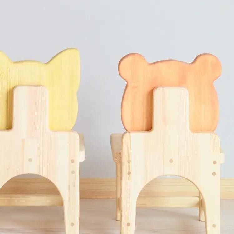木製キッズチェア 『こども椅子』（くま オレンジ色） │パイン材 ハンドメイド 子供用 キッズチェア おしゃれ 子供用家具 WoodPark 和歌山県美浜町