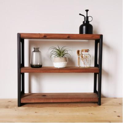 ふるさと納税 守口市 MUKUとアイアンの隙間シェルフ(ブラウン / 約47×40×10cm) |  | 01