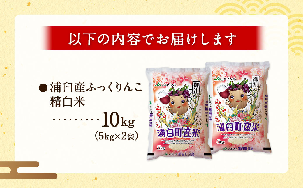 〈令和6年産〉浦臼産 ふっくりんこ 精白米 10kg （5kg×2袋）
