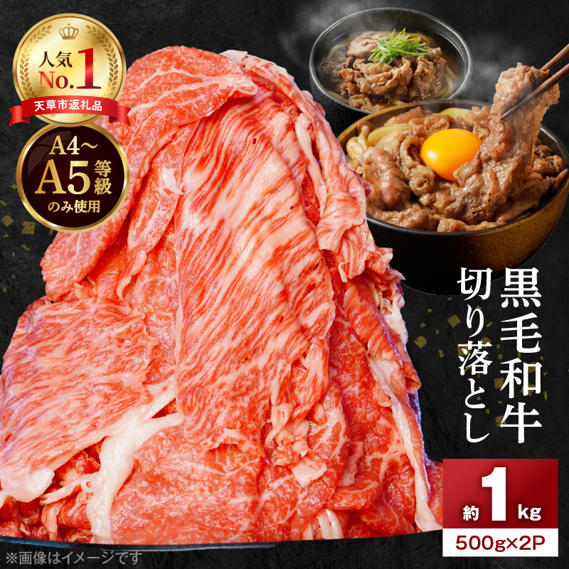 S001-001_A4～A5等級 黒毛和牛 切り落とし 1kg（500g×2P）