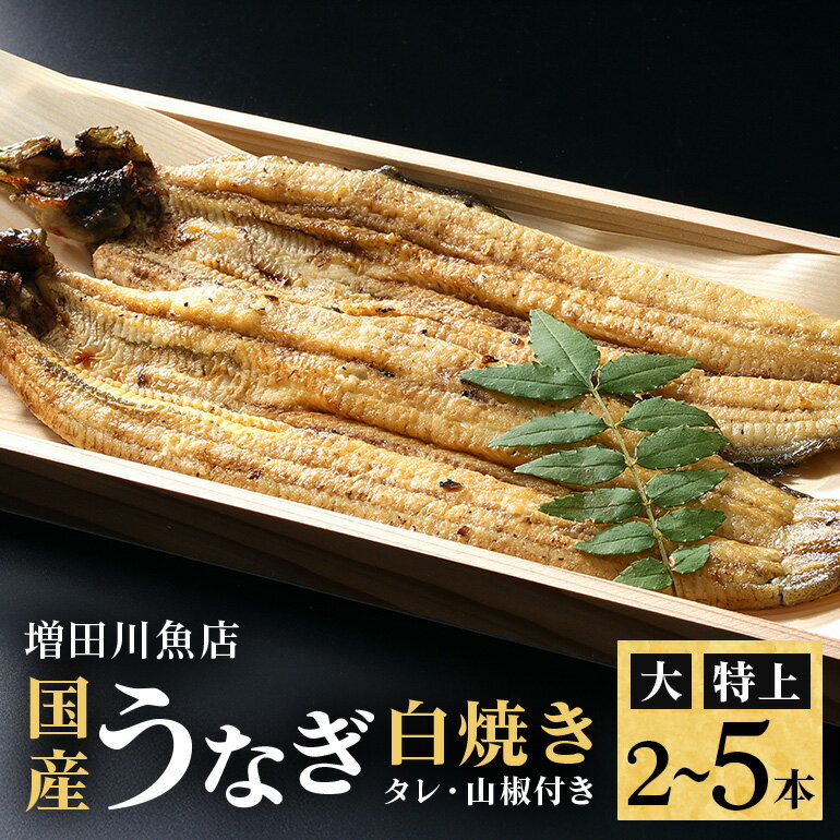 【ふるさと納税】 増田川魚店うなぎ白焼 選べる ＜特上＞ ＜大＞ 2本～5本 うなぎ 白焼き 愛知県三河産 国産 ウナギ 鰻 しらやき タレ 山椒付き 炭火焼き 冷蔵便 贈答用 ギフト 家庭用 土用の丑 茨城県 潮来市 (A07-001)