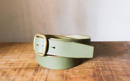 【minca】幅40mmベルト/32インチ  栃木レザーの希少な「ハーネスレザー」使用の贅沢な1枚革のレザーベルト オイルタイプ/オリーブ/HL-B03/OLIVE　618