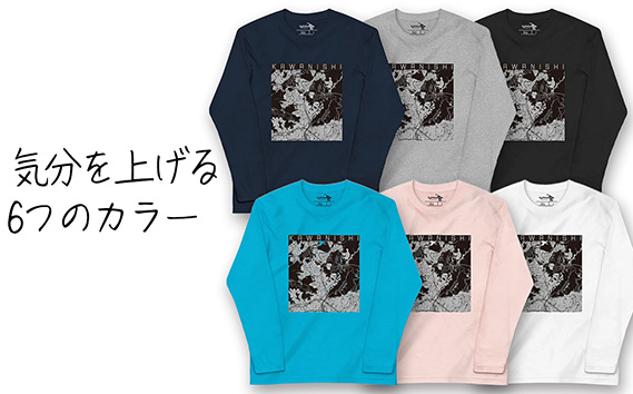 No.346-01 【川西】地図柄ロングスリーブTシャツ（ネイビー）Sサイズ