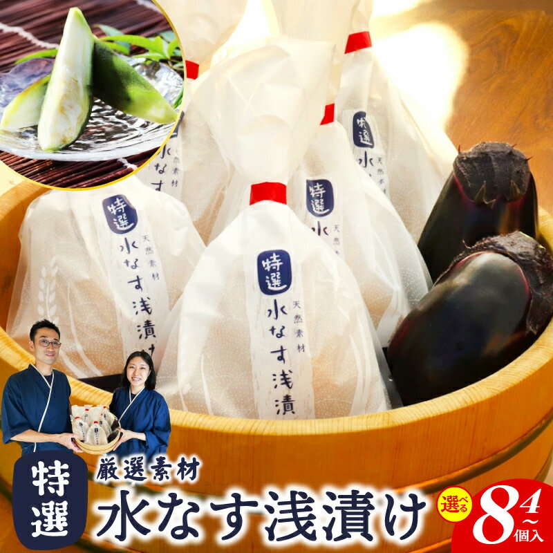【ふるさと納税】 特選最上級品 天然素材 水なす 浅漬け 4個入 / 8個入 泉州 特産 漬物 ぬか漬け 泉佐野産 毎朝採れたて 新鮮 無添加 保存料 香料 着色料 色止め剤 不使用 食べ頃等の説明書 付き 2025年4月上旬以降発送 泉佐野市 送料無料