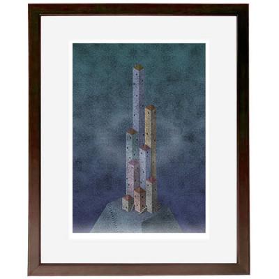 ふるさと納税 綾部市 ＼京都・綾部の癒やし系作家/【絵画】　天空の城　　額装サイズ526mmx412mm