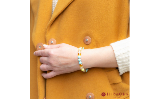 黄金快適ライフ☆パワーストーンブレスレット(金運04)･8mm玉 (18.4cm)