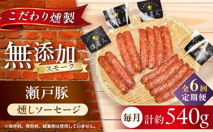 
            【全6回定期便】燻しソーセージ 12本 / 燻製 豚肉 スモーク おつまみ / 瀬戸市 / 天佑 [BBBZ024]
          