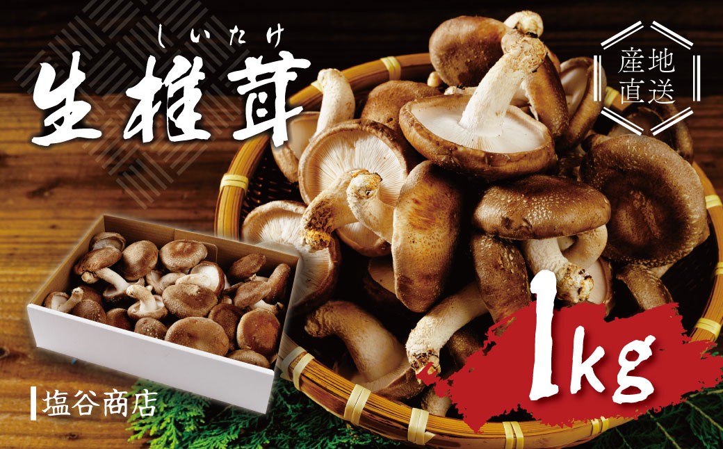 
無農薬 無肥料 伊豆産 原木 栽培 生しいたけ 1㎏　【椎茸 キノコ 肉厚 シイタケ 】　010-002
