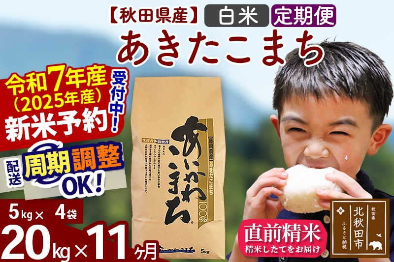 ※令和7年産 新米予約※《定期便11ヶ月》秋田県産 あきたこまち 20kg【白米】(5kg小分け袋) 2025年産 お届け時期選べる お届け周期調整可能 隔月に調整OK お米 藤岡農産|foap-10811