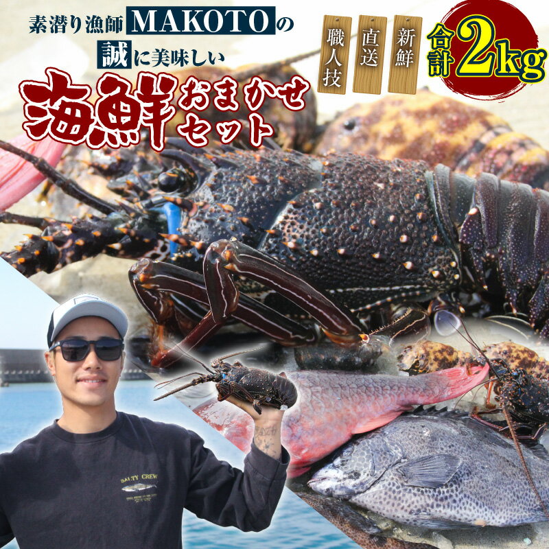【ふるさと納税】 素潜り漁師MAKOTO の誠に美味しい 海鮮 おまかせ セット 2kg 伊勢海老 イセエビ 伊勢エビ 海老 エビ ブダイ 鯛 タイ ゾウリエビ 魚 魚介類 刺身 塩焼き お味噌汁 美味しい 冷凍 直送 新鮮 ぷりぷり 鹿児島 知名町 おすすめ ランキング プレゼント ギフト