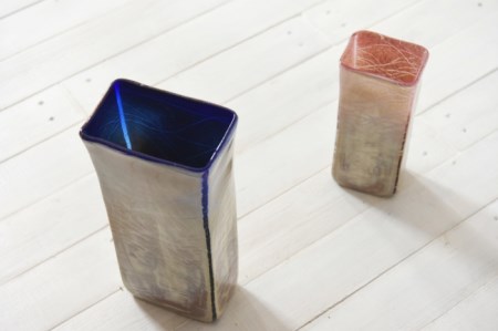 Hiwairoフラワーベース　青　花器　花瓶　高さ30cm×12cm×7cm（花瓶 雑貨 京都