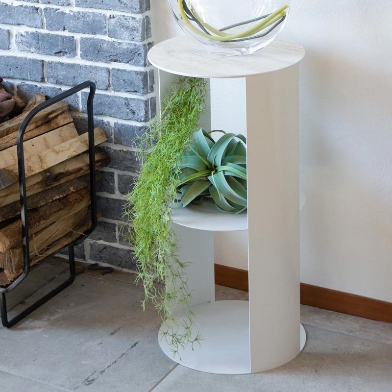 【ふるさと納税】【＆FREL】SCサイドテーブル ハイタイプ ホワイト 直径35cm 高さ70cm インテリア 家具 シンプル スタイリッシュ 寝室 リビング お店 店舗 おしゃれ ベッドサイド ※離島への配送不可