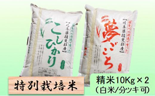 
令和５年産　特別栽培米★精米20kg（白米/5分/7分ツキ可）【コシヒカリ・夢ごこち】 玄米は別に出品 [№5644-1349]
