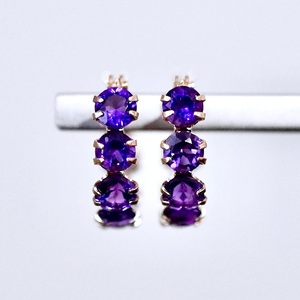 K10YG(10金) イエローゴールド アメシスト フープ ピアス エタニティー オシャレ 保証書付 YF-20 242-067-c