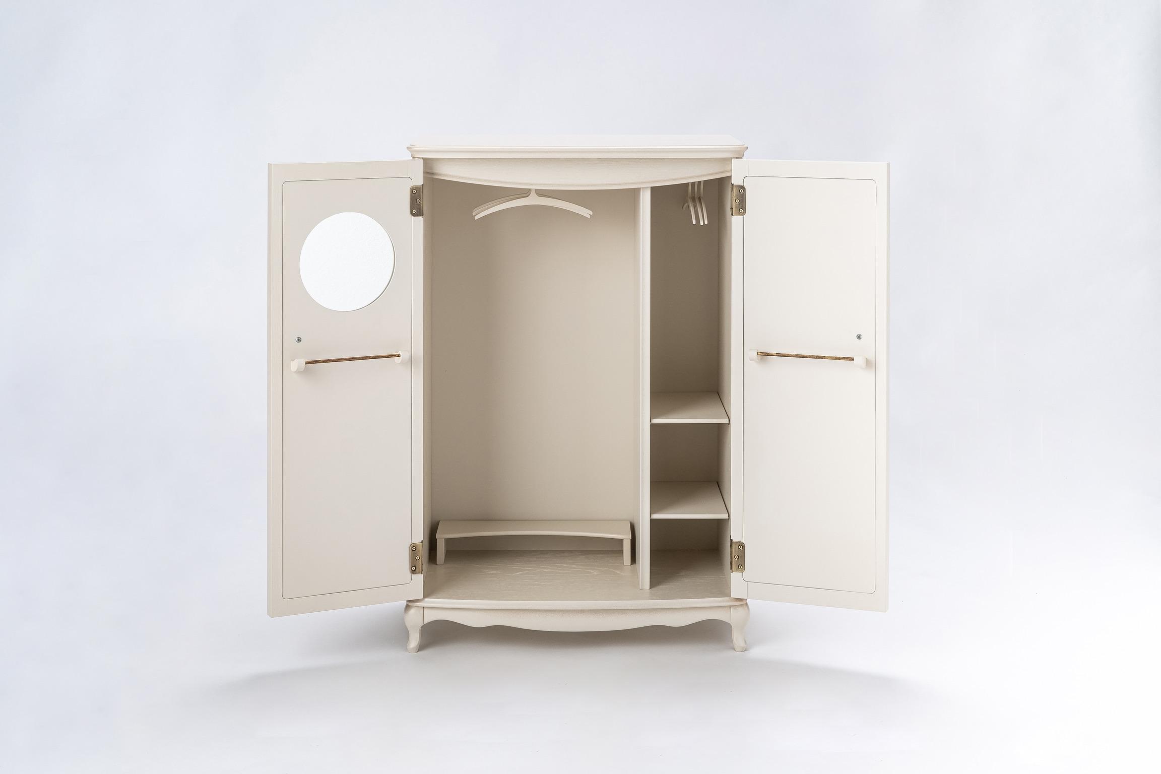 【ホワイト】松永工房 Petit. Continue プティ・ワードローブ ミニチュア家具 1／3家具 ドール家具 ドール 40～60センチ対応 インテリア アンティーク家具 木製 ハンガー ドール服