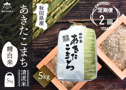 《定期便2ヶ月》あきたこまち 清流米 5kg【白米】 秋田市雄和産