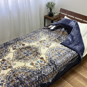 日本製 アクリル マイヤー毛布 シングル ブルー 1枚 (新合繊2枚合わせ毛布)N-YO-2800BL [3668]