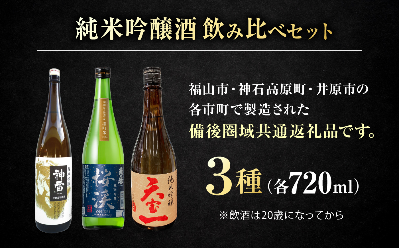 【びんご圏域連携】日本酒 備後の日本酒 純米吟醸酒 飲み比べセット 広島県福山市/株式会社斎藤商店 酒 日本酒 飲み比べ セット [BADI001]