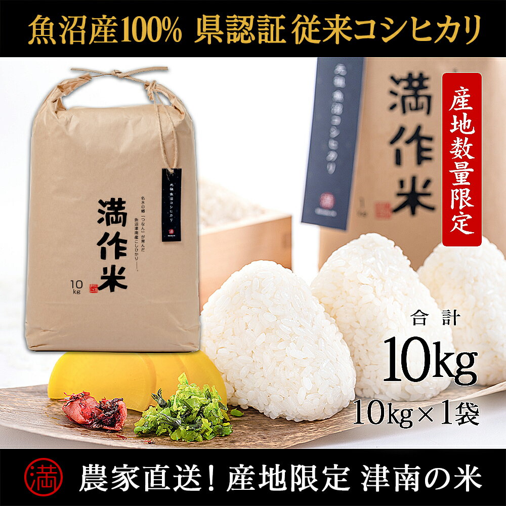 【ふるさと納税】 米 10kg 令和7年産 新米 魚沼産 コシヒカリ 県認証米 満作米 選べる配送回数 | ブランド米 こしひかり お米 おこめ こめ コメ 白米 精米 おすすめ 人気 ギフト プレゼント 新潟県 津南町