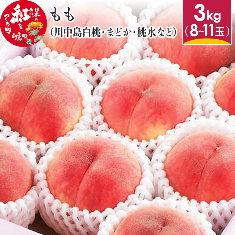 【ふるさと納税】もも (川中島白桃・まどか・桃水など) 3kg 山形県産 フルーツ 果物 【2025年8月下旬～9月上旬発送予定】