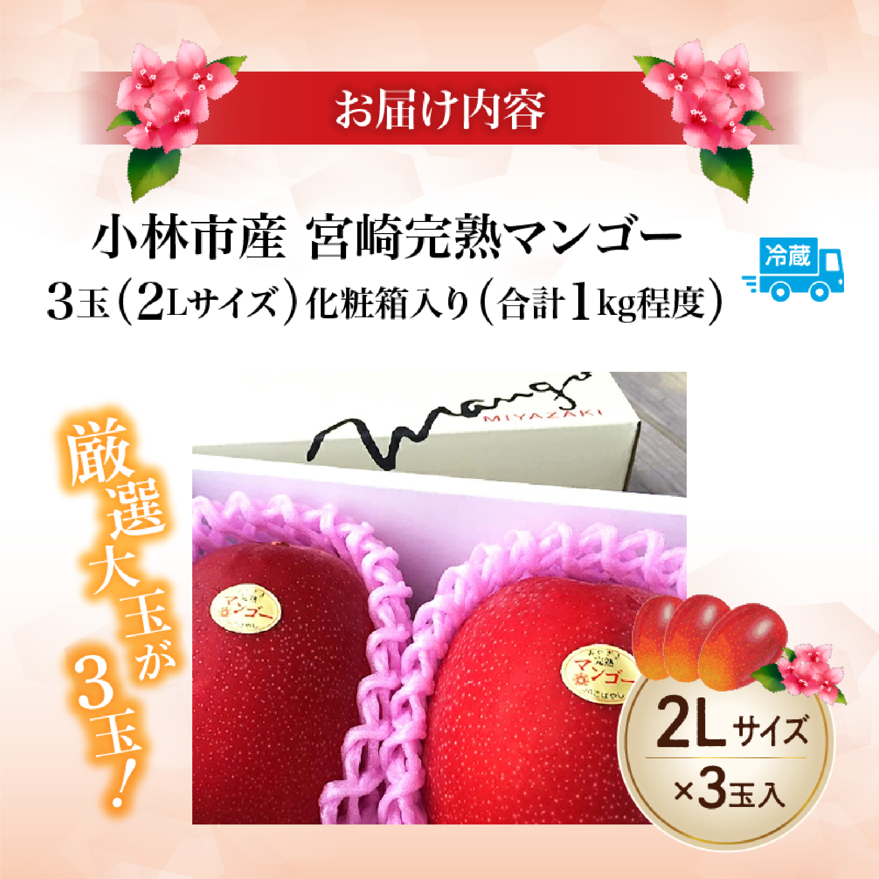 【数量限定・先行受付】厳選宮崎完熟マンゴーよくばり3玉 計1kg程度（フルーツ 2026 マンゴー 先行予約 完熟マンゴー 宮崎 小林市 果物 人気）