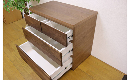 無垢家具　チェスト　引出し収納　ウォールナット　幅80cm×奥行44.5cm×高さ70cm 雑貨 日用品 高級感 天然木 