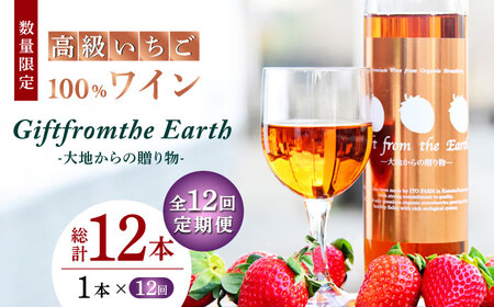 【12回定期便】【数量限定】高級 いちご 100％ワイン Giftfromthe Earth -大地からの贈り物- オーガニック【伊藤農園】  いちご 苺 熊本県 特産品 オーガニック 有機 お酒 ワイン オーガニックワイン 定期 [ZBB020]