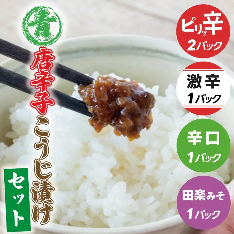 青唐辛子こうじ漬けセット【ピリ辛・辛口・激辛・田楽みそ】AK009