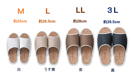 ルームシューズの理想形。天然素材、静音性、高反発クッションで足にやさしい、コルクでむれにくい、綿や麻の素材で、春夏らしいデザイン。「バークオブケイ」コルクルームシューズ爽（Made in Japanの