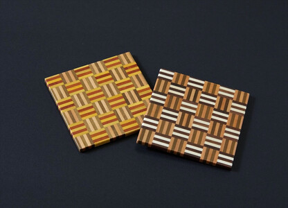 【箱根寄木細工　無垢四角コースター2枚セット　5積層】【 コースター 神奈川県 小田原市 コースター】