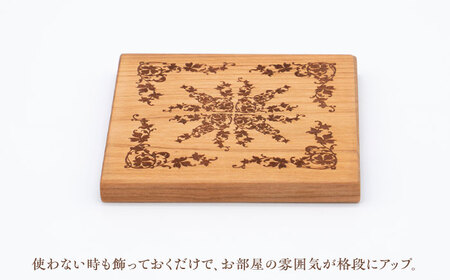 デザインコースター×4個 ゴシック柄 ヤマザクラ 瑞浪市 / YADOSHIBI 木製 天然木 コースター おしゃれ[AZDI011]