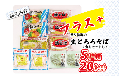 夏のめんお楽しみセット(5種類20食分)｜焼きそば 中華ざる ラーメン 石川製麺 ※北海道・沖縄・離島への配送不可