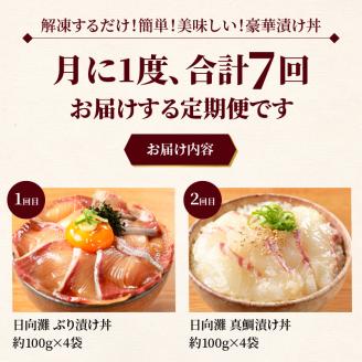 【ふるさと納税】日向灘 海鮮丼 漬け丼 お魚の漬け丼 バラエティ7回定期便 N019-ZF050