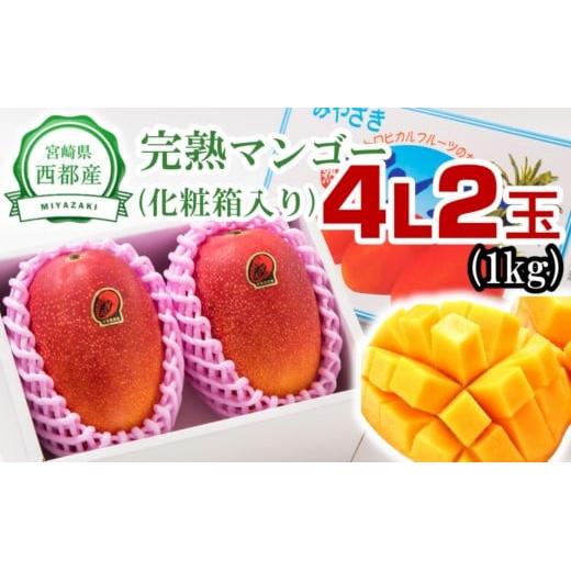 2026年発送【先行予約】西都産完熟マンゴー大玉！4L×2玉　化粧箱入り＜1.5-178＞