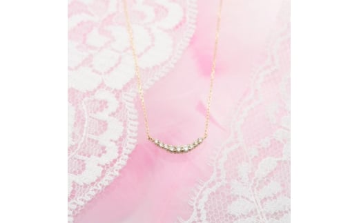 K18 0.10ctダイヤモンド　アーチペンダントネックレス　HH018402【1387334】