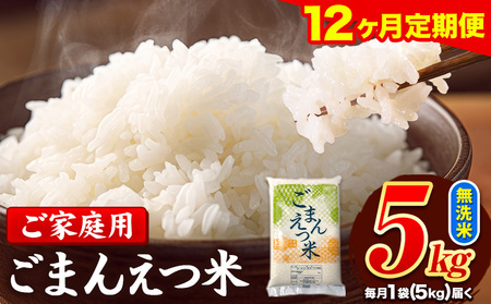 【12ヶ月定期便】訳あり 米 無洗米 ごまんえつ米 5kg 5kg×1袋 米 こめ 定期便 家庭用 備蓄 熊本県 長洲町 くまもと ブレンド米 熊本県産 訳あり 常温 配送 《お申し込み月の翌月から出荷開始》