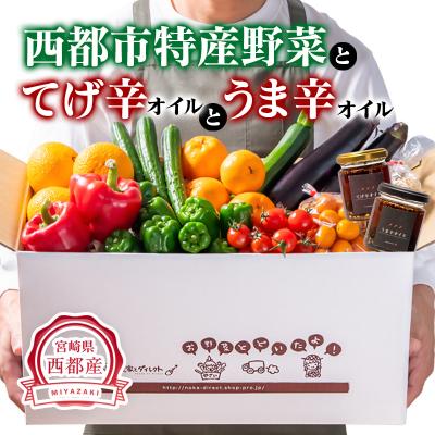 ふるさと納税 西都市 農家直送新鮮野菜と『うま辛&amp;てげ辛オイル』セット【先行受付】[2609]