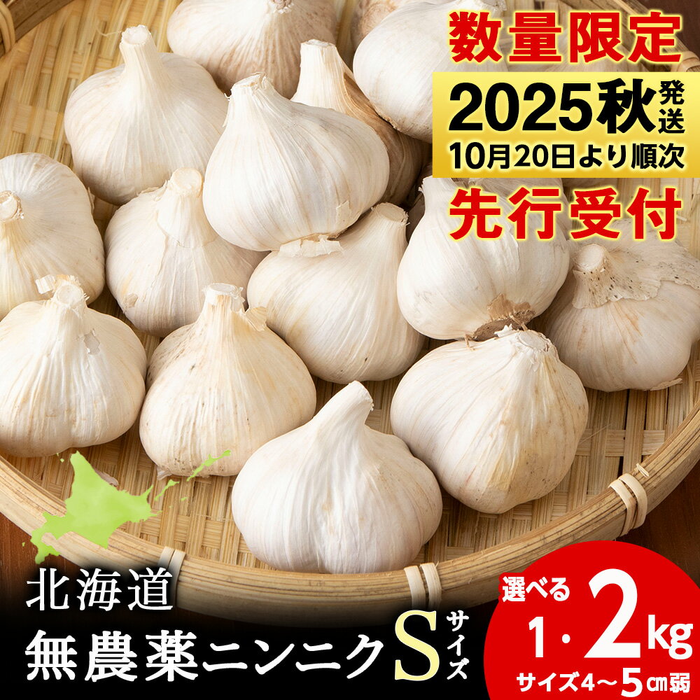 【ふるさと納税】【数量限定】無農薬ニンニク “Sサイズ” 選べる1kg～2kg 1袋500g バラ 粒 無農薬 にんにくガーリック北海道ふるさと納税 積丹町 ふるさと納税 北海道 野菜 にんにく 北海道産 大蒜