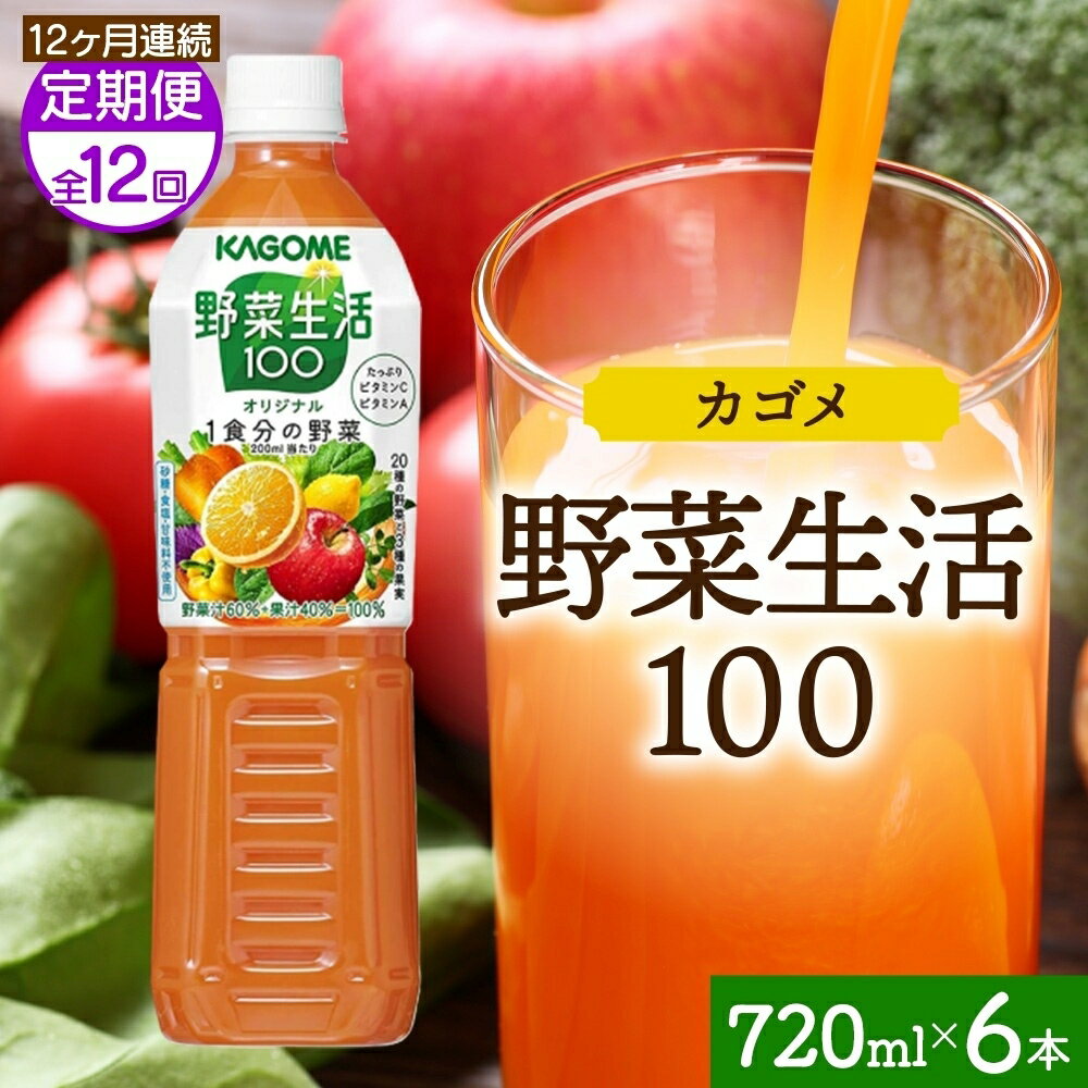 【ふるさと納税】 【定期便】12ヵ月連続野菜生活100 オリジナル 720mlPET ペットボトル 野菜 果実 オリジナル ミックスジュース β-カロテン フルーティー ビタミン カリウム KAGOME 送料無料