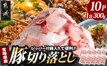 宮崎県産豚切り落とし3kg(ジッパー付袋入り)_13-1511_(都城市) 宮崎県産 豚肉 切落とし チャック付き 小分け 冷凍 省スペース ウデ肉 モモ肉 ストック 豚肉 小分け 使いやすい 焼きそば カレー 生姜焼き 肉野菜炒め アレンジ