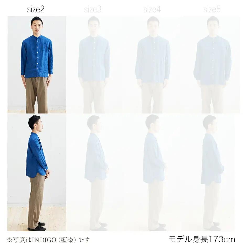 手染めリネン切替シャツ サイズ 2 LIGHT GRAY（薄墨染）　AO024