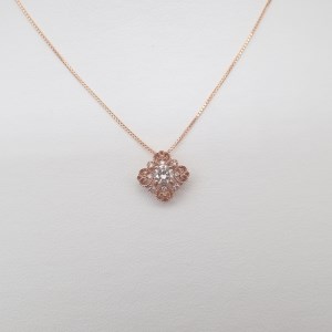 ジュエリー産地甲府 K18ピンクゴールド ミル打ちダイヤペンダント0.30ｃｔ(78636)