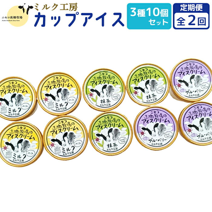 【ふるさと納税】【定期便：全2回】ニセコ高橋牧場ミルク工房 カップアイス3種10個セット【03126】